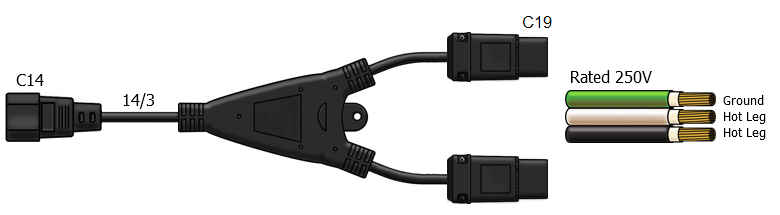splitter power cord c14 to c19